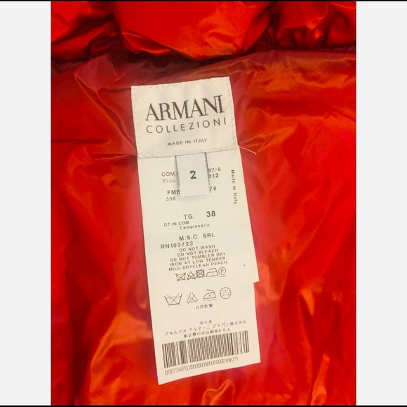 Armani Red Puffer Jacket - Picture 2 of 13
